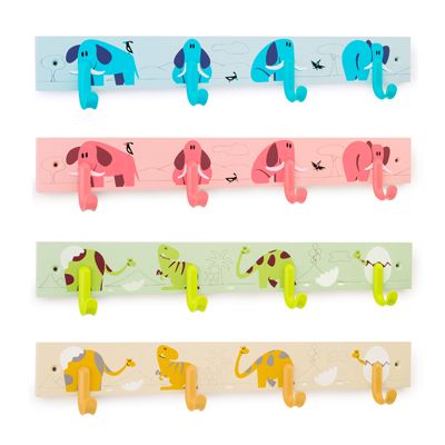 Childrens Wooden Wall Hanger with 4 Hooks | F2124C