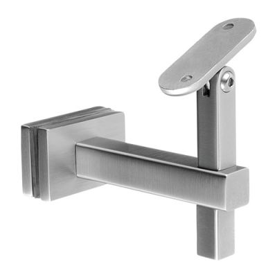 Square Adjustable Handrail Bracket - Glass Fit to Flat Mount - Grade 316