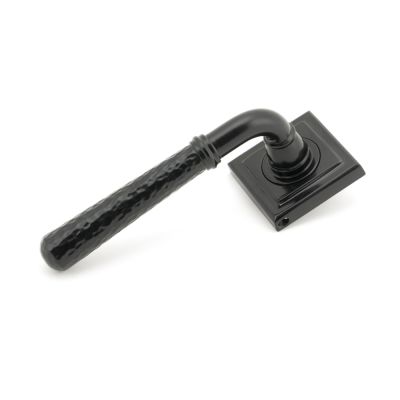 Black Hammered Newbury Lever on Rose Set (Square) - 45650 | From the Anvil