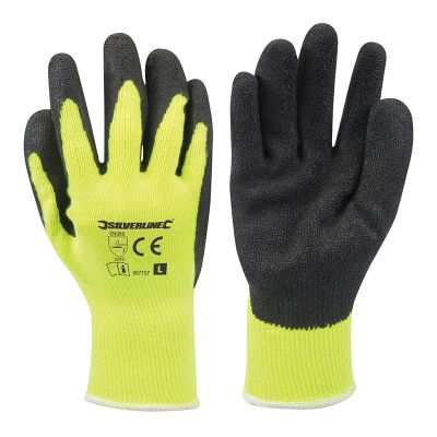  Silverline Hi-Vis Builders Gloves Yellow (L 10)