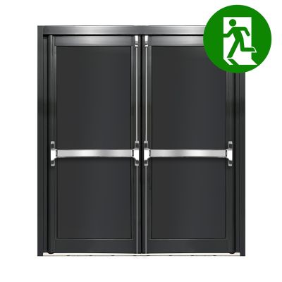 Aluminium Double Door Fire Exit Full Panel - Anthracite Grey RAL 7016 (PAS24)
