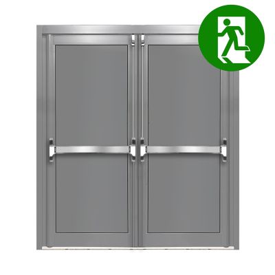 Aluminium Double Door Fire Exit Full Panel - Mid Grey RAL 7040 (PAS24)
