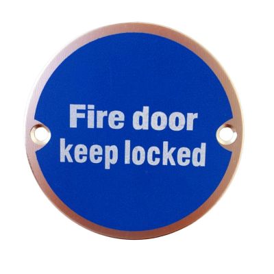FireStop Ltd Fire Door Keep Locked Sign Circular - 2 No (Pair)