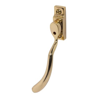 Pera MK2 Bulb End Window Espagnolette Handle - Left Hand, Locking, Polished Brass (32mm Spindle)