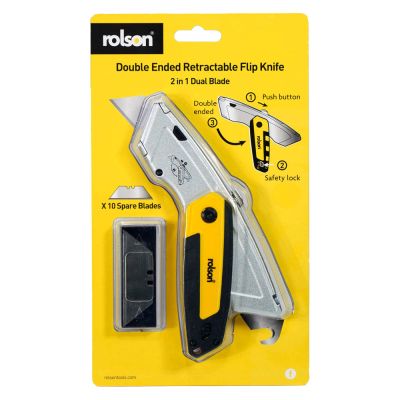 Rolson Dual Blade Utility Flip Knife with 10 Blades