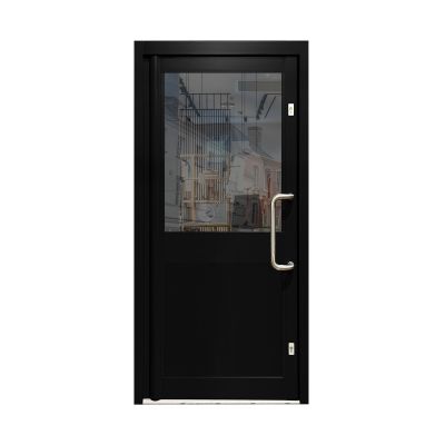 Aluminium Single Door Double Glazed with Half-Panel - Black RAL 9005 (PAS24)